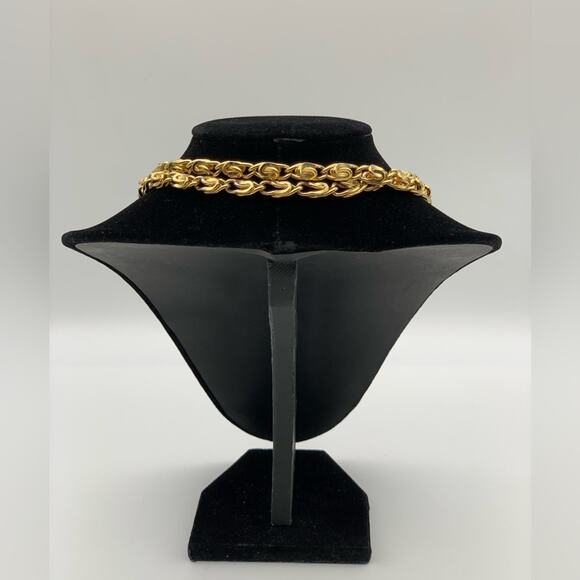 Gold Plated Chain Greek-key Pattern Necklace - Picture 3 of 10